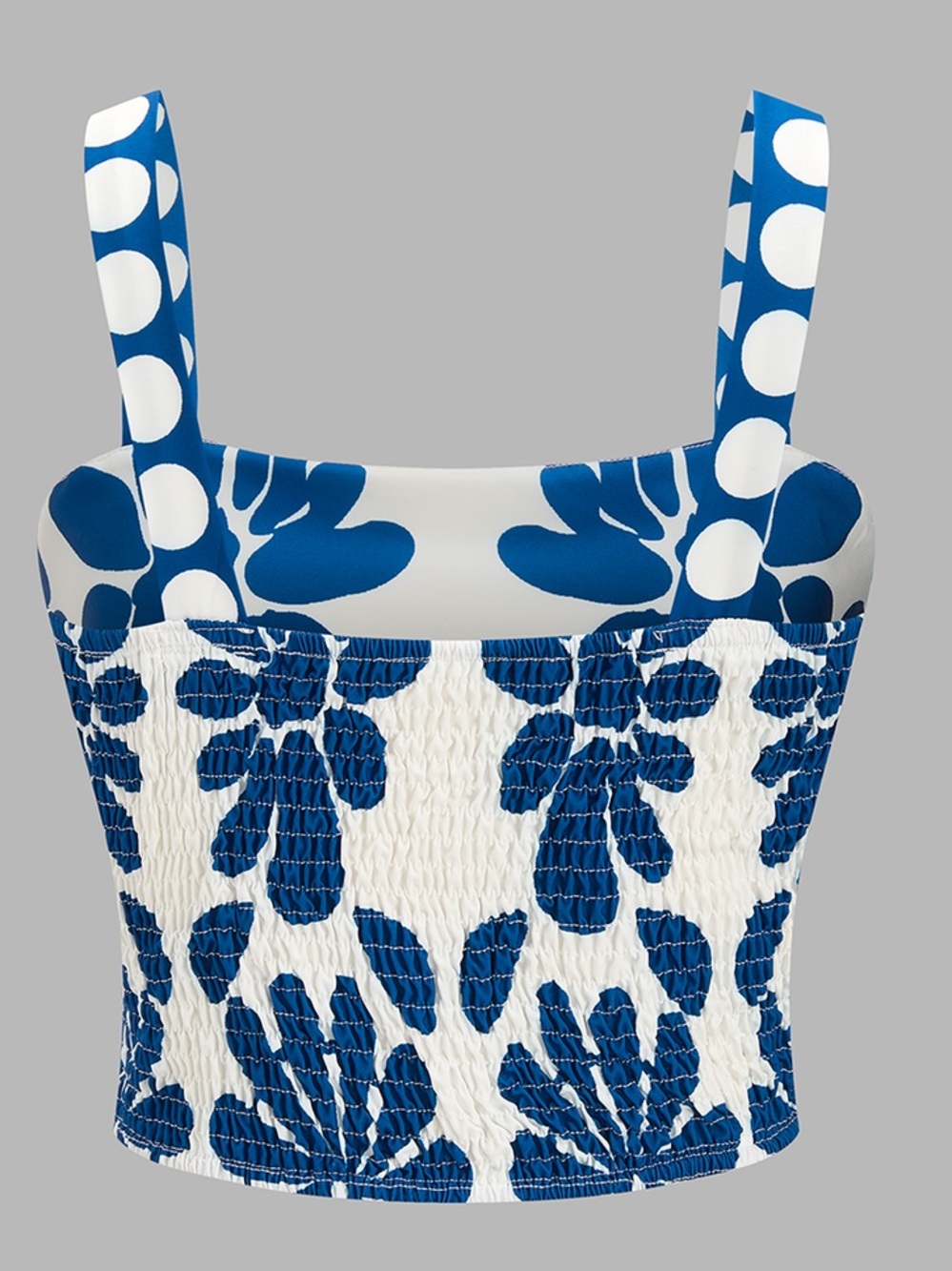 Commense White Maxi Skirt and Crop Top Set with Blue Floral Print - Picture 10 of 12